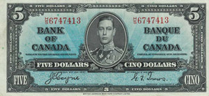 Ausland Kanada 5 Dollars 2.1.1937.  WPM 60 c ... 