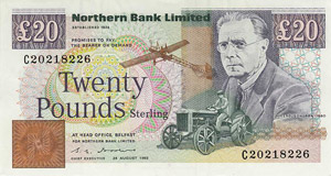 Ausland Nordirland 20 Pounds 24.8.1993.  WPM ... 