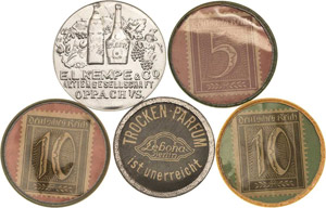 Lot-5 Stück Briefmarkenkapselgeld  Dabei: ... 