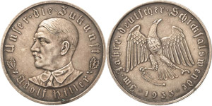 Drittes Reich Anlässe  Silbermedaille 1933 ... 