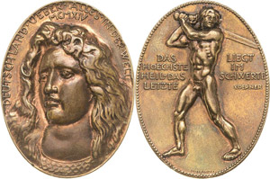 Erster Weltkrieg  Ovale Bronzemedaille 1914 ... 