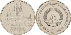 Kursmünzen  5 Mark 1983. Meißen  Jaeger ... 