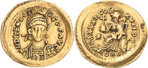 Kaiserzeit Theodosius II. 408-450 Solidus ... 