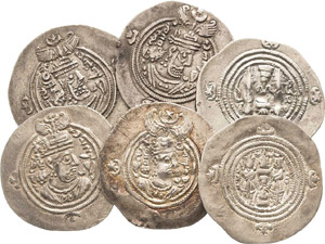 Griechische Münzen Lot-6 Stück Sassaniden ... 