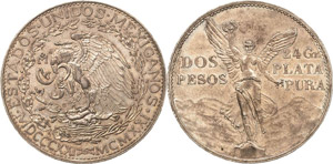 Mexiko Republik seit 1823 2 Pesos 1921.  KM ... 