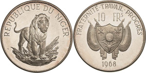 Niger Republik 10 Francs 1968  KM 8.1 ... 