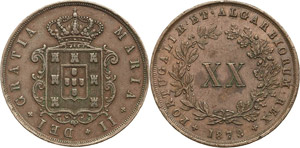 Portugal Maria II. 1834-1853 20 Reis 1853, ... 