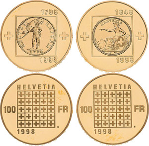 Schweiz-Eidgenossenschaft  100 Franken 1998. ... 