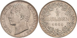 Württemberg Wilhelm I. 1816-1864 1/2 Gulden ... 