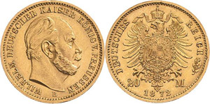 Preußen Wilhelm I. 1861-1888 20 Mark 1872 B ... 