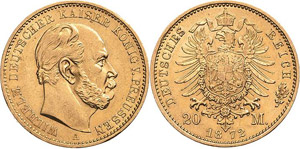 Preußen Wilhelm I. 1861-1888 20 Mark 1872 A ... 