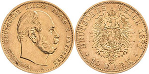 Preußen Wilhelm I. 1861-1888 10 Mark 1877 A ... 