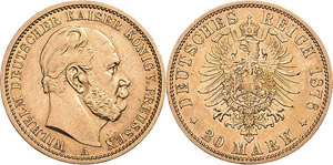 Preußen Wilhelm I. 1861-1888 20 Mark 1876 A ... 