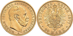 Preußen Wilhelm I. 1861-1888 20 Mark 1877 A ... 