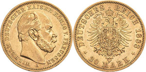 Preußen Wilhelm I. 1861-1888 20 Mark 1883 A ... 