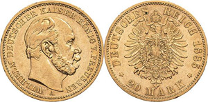 Preußen Wilhelm I. 1861-1888 20 Mark 1885 A ... 