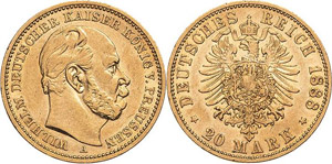 Preußen Wilhelm I. 1861-1888 20 Mark 1888 A ... 