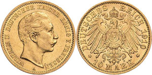 Preußen Wilhelm II. 1888-1918 10 Mark 1910 ... 
