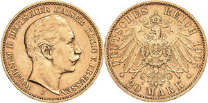 Preußen Wilhelm II. 1888-1918 20 Mark 1905 ... 