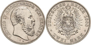 Hessen Ludwig IV. 1877-1892 2 Mark 1888 A  ... 