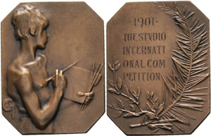 Jugendstil  Bronzeplakette 1901 (Calm) THE ... 