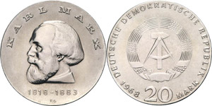 Gedenkmünzen  20 Mark 1968. Marx  Jaeger ... 