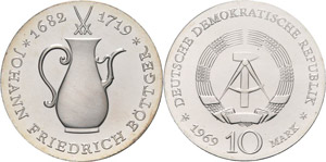 Gedenkmünzen  10 Mark 1969. Böttger  ... 