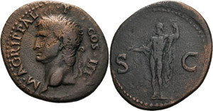 Kaiserzeit Agrippa +12 v. Chr As Rom Kopf ... 