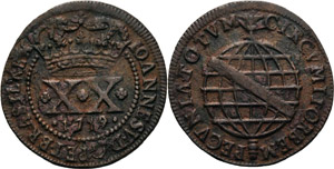Brasilien Joao V. 1706-1750 20 Reis 1719, ... 