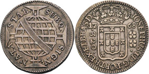 Brasilien Jose I. 1750-1777 320 Reis 1768, ... 