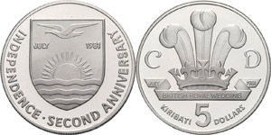 Kiribati  5 Dollars 1981. 2. Jahrestag der ... 