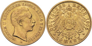 Preußen Wilhelm II. 1888-1918 10 Mark 1905 ... 