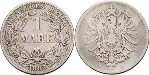 Kleinmünzen  1 Mark 1883 E  Jaeger 9 ... 