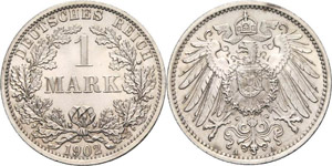 Kleinmünzen  1 Mark 1902 A  Jaeger 17 ... 