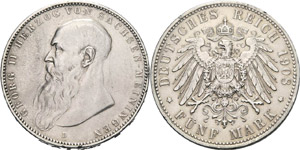 Sachsen-Meiningen Georg II. 1866-1914 5 Mark ... 
