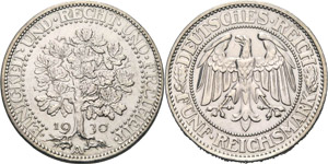 Gedenkausgaben  5 Reichsmark 1930 A Eichbaum ... 