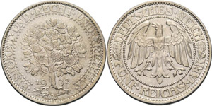Gedenkausgaben  5 Reichsmark 1932 A Eichbaum ... 