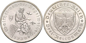 Gedenkausgaben  3 Reichsmark 1930 F ... 