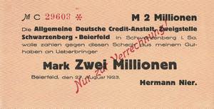 Sachsen Beierfeld 2 Millionen Mark ... 