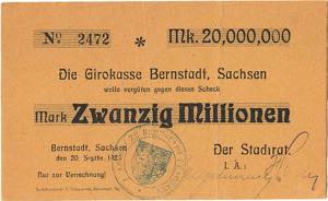 Sachsen Bernstadt 100.000 und 500.000 Mark ... 