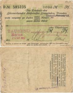 Sachsen Borna 1000 Mark 25.9.1922. (2x) ... 