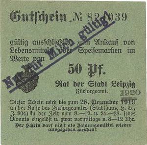 Sachsen Leipzig 50 Pfennig o.D.-28.12.1920. ... 