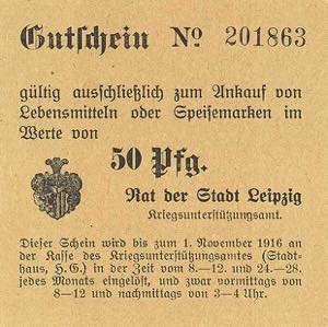 Sachsen Leipzig 50 Pfennig o.D.-1.11.1916. ... 