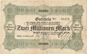 Sachsen Meißen 2 Millionen Mark 23.8.1923. ... 