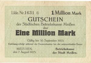 Sachsen Meißen 100.000 Mark 30.9.1923. (2x ... 