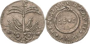 Haiti  25 Centimes 1814 (=25 AN)  KM 12.2 ... 