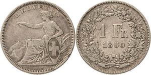 Schweiz-Eidgenossenschaft  Franken 1860, ... 