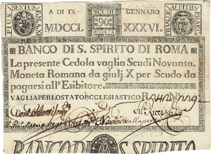 Ausland Italien 90 Scudi 1786. Banco di S. ... 