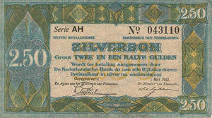 Ausland Niederlande 2 1/2 Gulden 1.5.1922. ... 