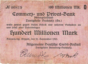 Sachsen Annaberg 2 Millionen Mark 14.8.1923. ... 